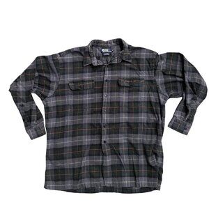 Polo‎ Ralph Lauren Benford Mens Plaid Flannel Shirt XL Grunge Plaid Check Chore
